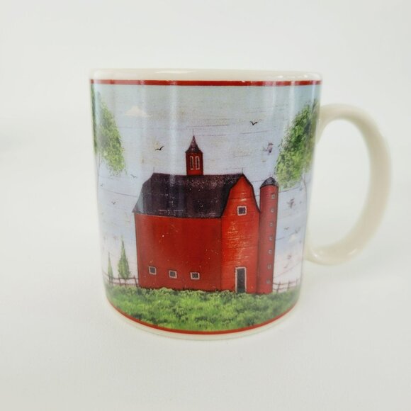 Sakura Warren Kimble Barns Coffee Mug Set of 4 Folk Art Countryside Farm c.1998 - Picture 4 of 9